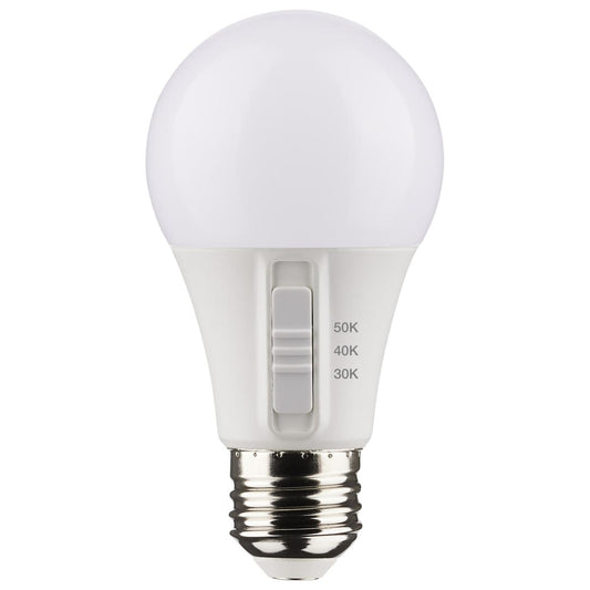 Satco S11772 12 Watt A19 LED Medium Base CCT Selectable White Finish 90 CRI 120 Volt