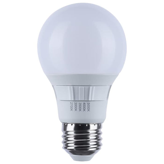Satco S11775R1 9A19L/9CCT5/E26/PWHF/4PK 9 Watt A19 LED 27K/3K/35K/4K/5K CCT Selectable Medium Base White Finish 120 Volt 4-Pack