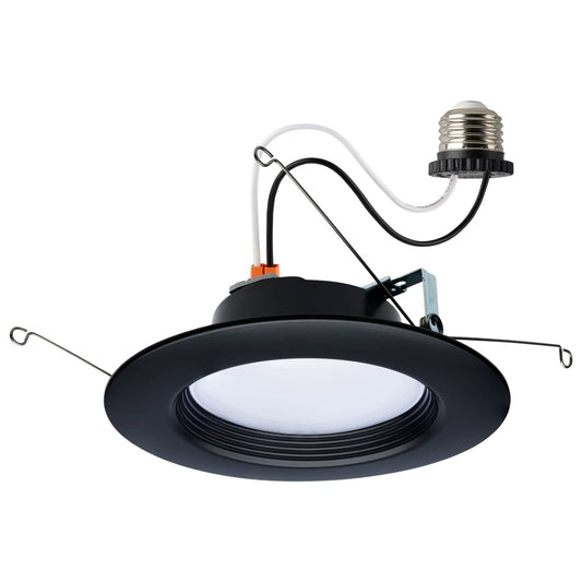 Satco S11835R1 9 Watt LED Downlight Retrofit 5-6 Inch CCT Selectable 120 Volts Black Finish