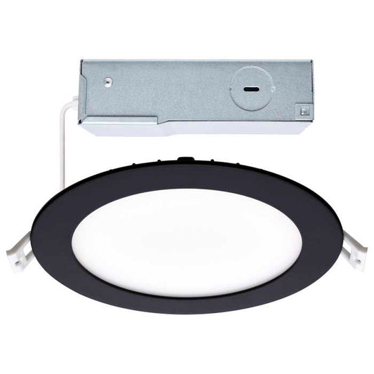 Satco S11875R1 12WLED/DW/6/CCT-SEL/RND/RD/BK 12 Watt LED Direct Wire Downlight 6-Inch CCT Selectable Round Remote Driver Black Finish