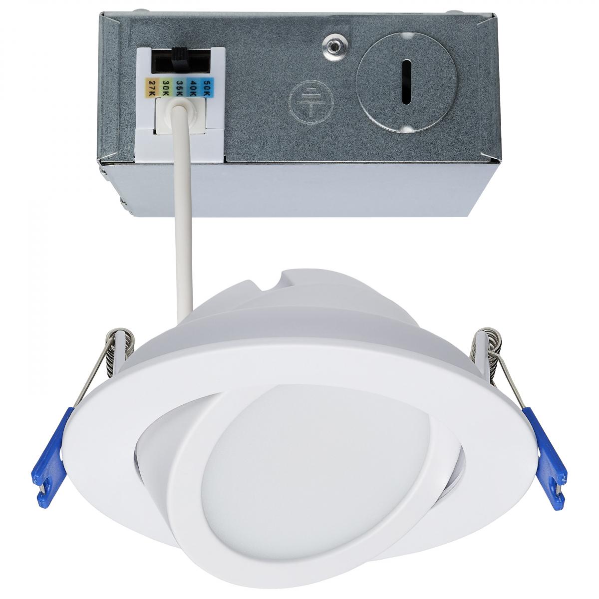 Satco S11878 11 Watt 4" Directional Low-Profile Downlight CCT Selectable 120 Volt White Finish