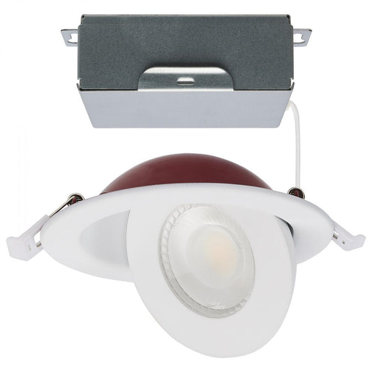 Satco S11881 15 Watt LED Fire Rated 6 Inch Direct Wire Directional Downlight Round Shape White Finish CCT Selectable Dimmable 120 Volts
