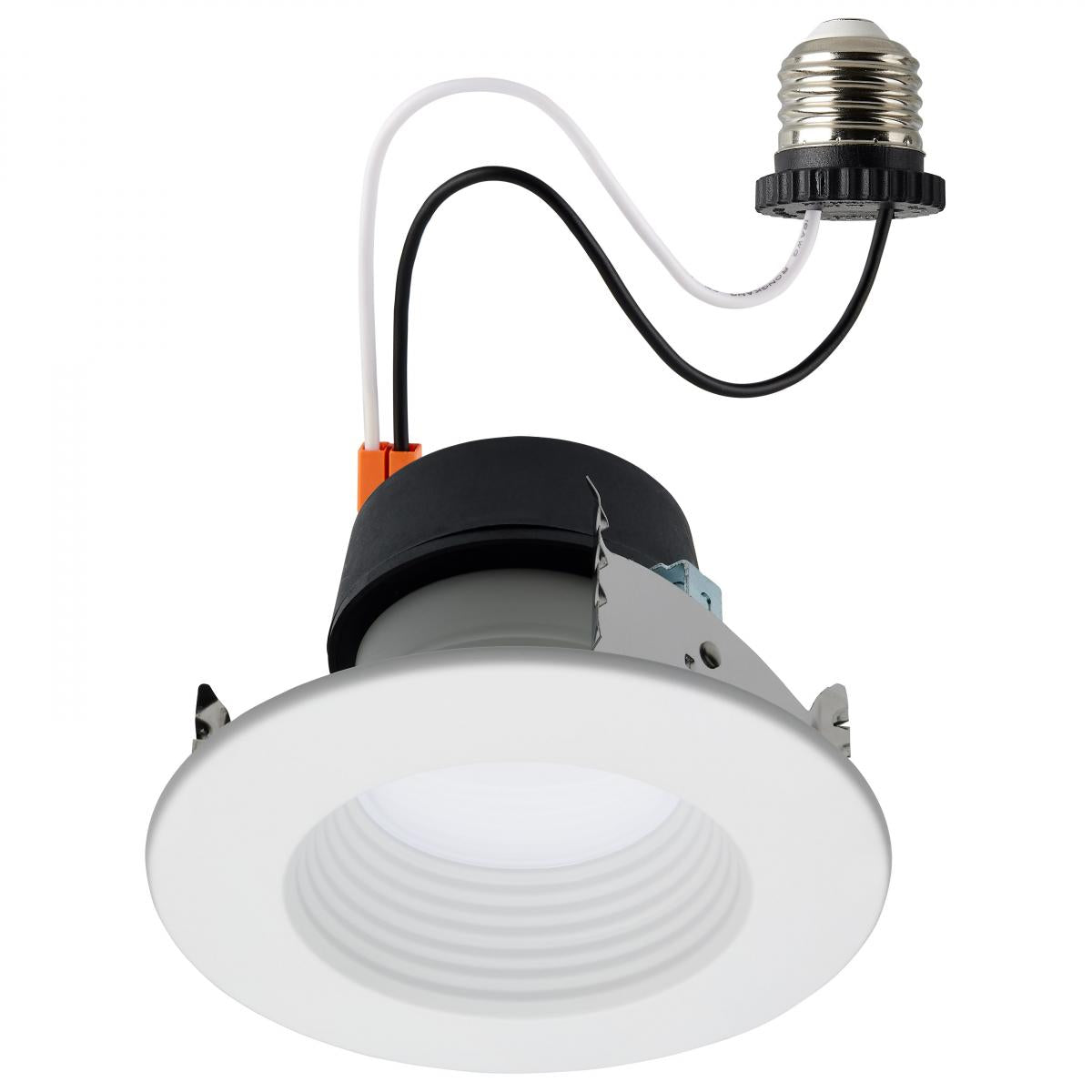 Satco S11883 Field Selectable LED Downlight Retrofit Deep Baffle 8/10.5/13.5 Watts 27K/30K/35K/40K/50K CCT 5-6 Inch Round Shape White Finish 120 Volts