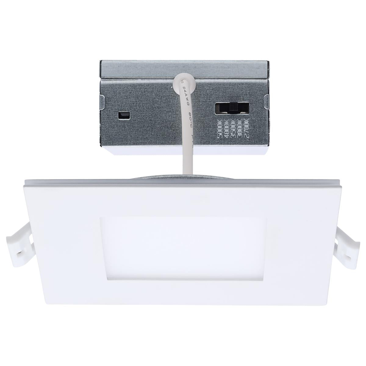 Satco S11888 9WLED/DW/4/CCT-SEL/SQ/RD/NL 9 Watt LED Direct Wire Downlight with Night Light 4 Inch Remote Drive CCT  Dimmable Square White Finish
