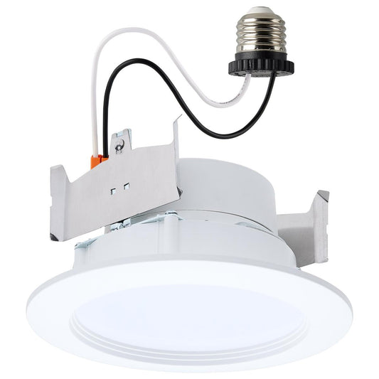 Satco S11895 9WLED/DLR/4/FS/WR/RND/WH 6.5/8/9.3 Watt LED Downlight Retrofit 27K/30K/35K/40K/50K 4 Inch Regressed Wafer Round Matte White Finish