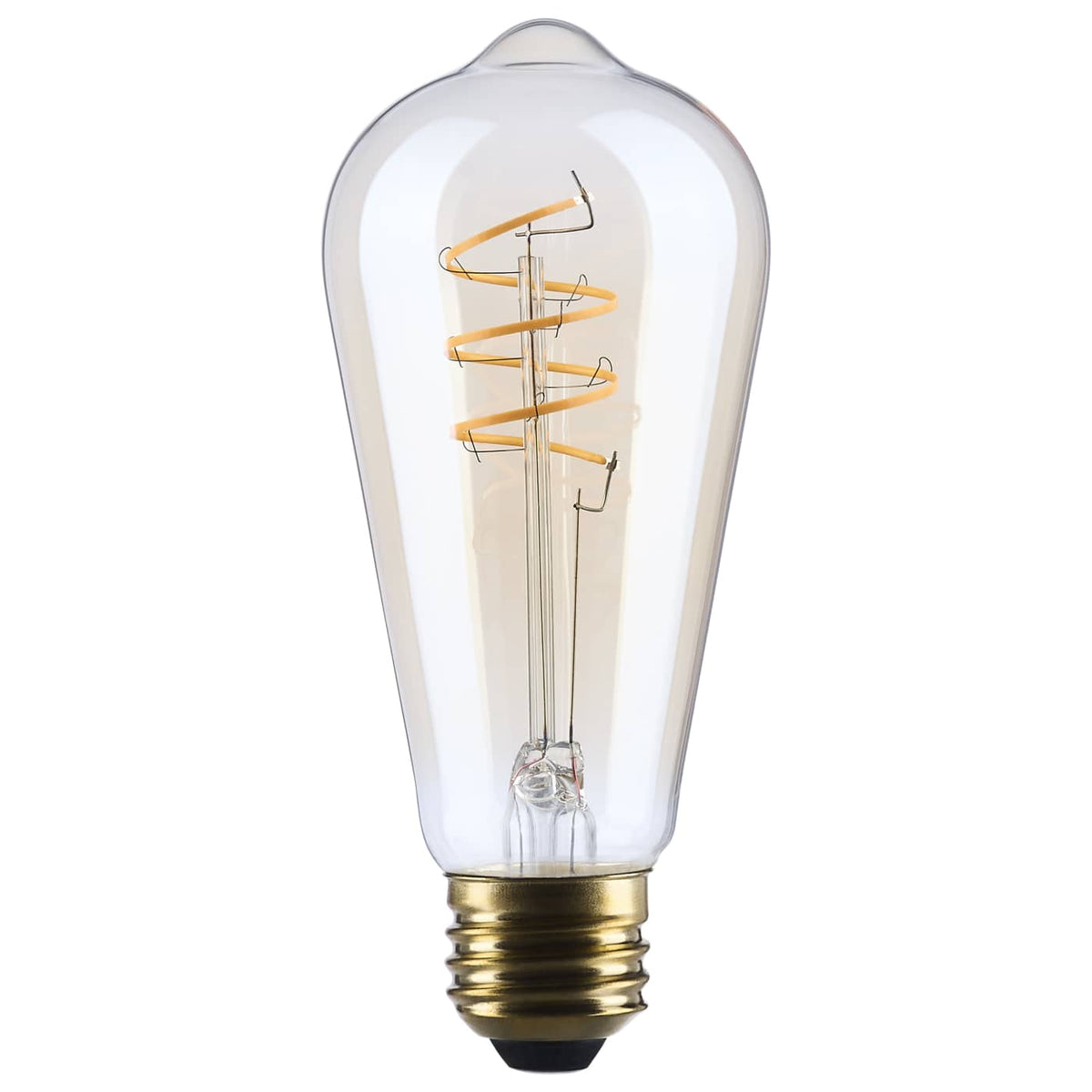 Satco S14208 8 Watt ST19 LED  2000K CCT  Medium Base  Clear Glass  Amber Coil Filament  Dimmable  120 Volt