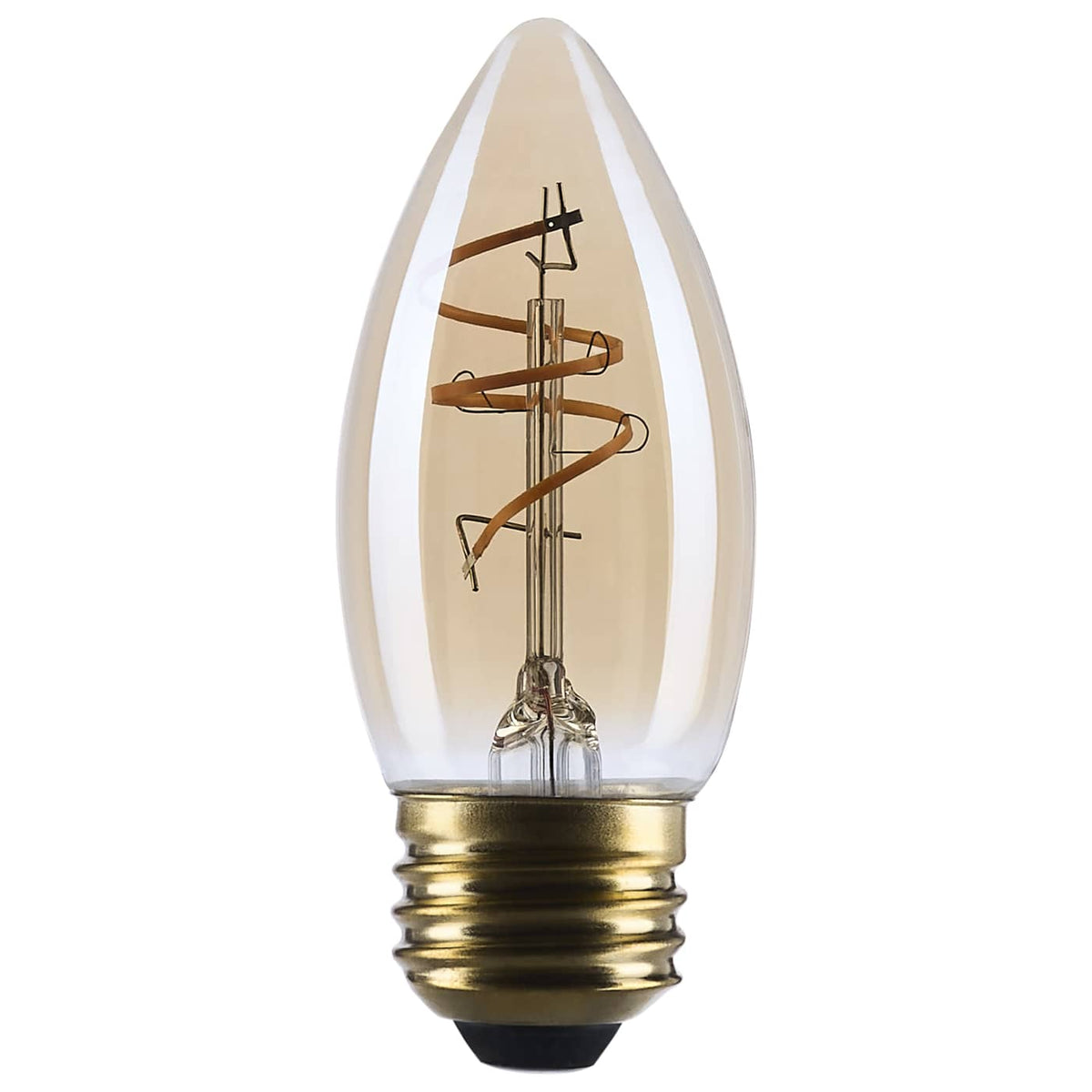 Satco S14222 3.5 Watt C11 LED  2000K CCT  Medium Base  Clear Glass  Amber Coil Filament  Dimmable  120 Volt