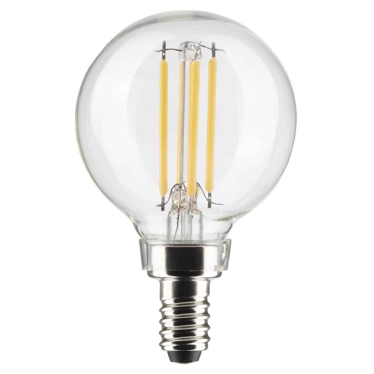 Satco S21813 5.5 Watt G16.5 LED Clear Candelabra Base 2700K 500 Lumens 120 Volt 2-Pack