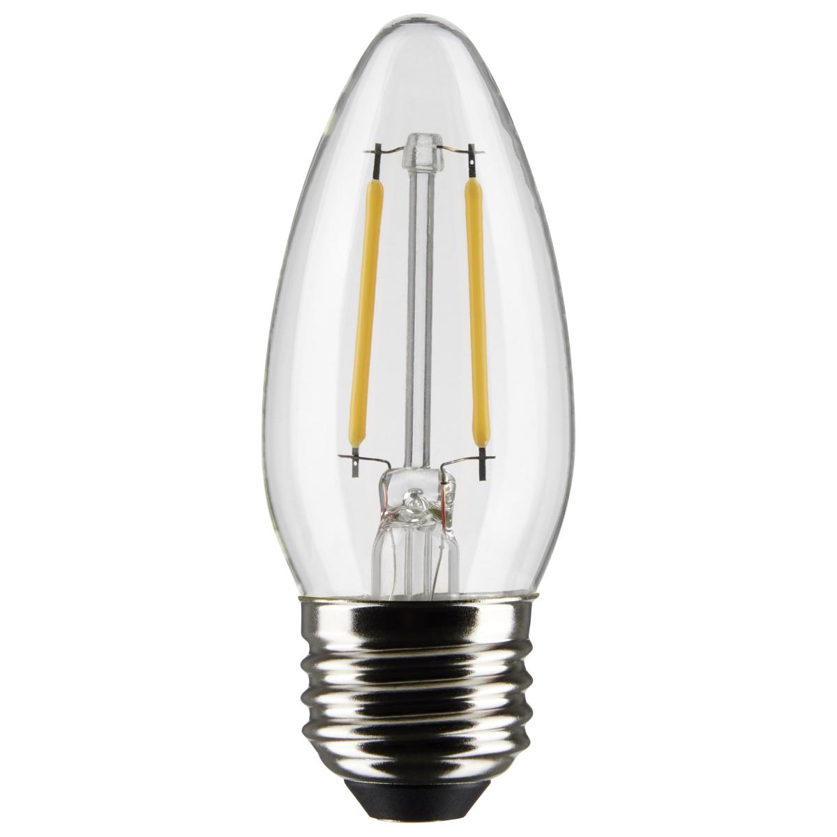 Satco S21832 3 Watt B11 LED Clear Medium Base 2700K 250 Lumens 120 Volt 2-Pack