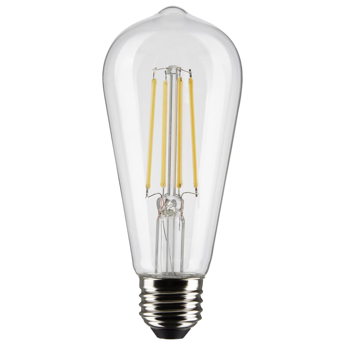 Satco S21870 8 Watt ST19 LED Clear: Medium Base 2700K 800 Lumens 2-Pack