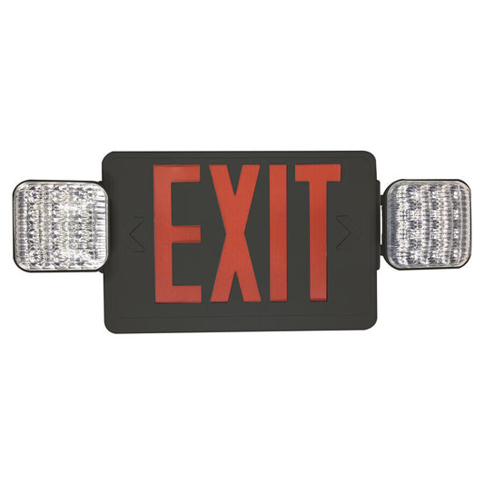 Eiko 11039 EXIT/EM-R-BK Exit Sign Red with Emergency Light Black Housing