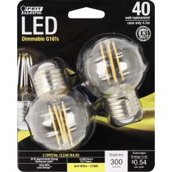 FEIT BPGM40/827/LED/2 300 Lumen G16 E26 2700K Dimmable LED