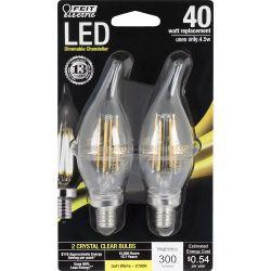 FEIT BPCFC40/850/LED/2 300 Lumen 5000K Dimmable Flame Tip LED