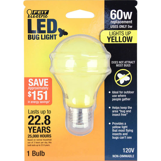 Feit A19/BUG/LED A19 LED YELLOW Bug Light