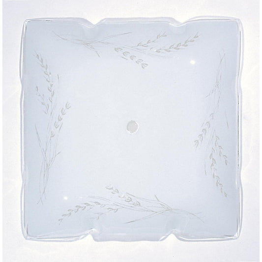 Satco 50-503 12 in. Ruffled Glass Square Lamp Shade White Finish Wheat Design