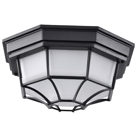 Satco 62-1400 LED Spider Cage Fixture; Black Finish with Frosted Glass
