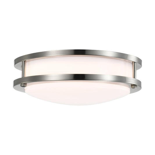 Satco 62-1561 16 Watt 10 inch LED Flush Mount Fixture 3000K Dimmable Brushed Nickel White Lens