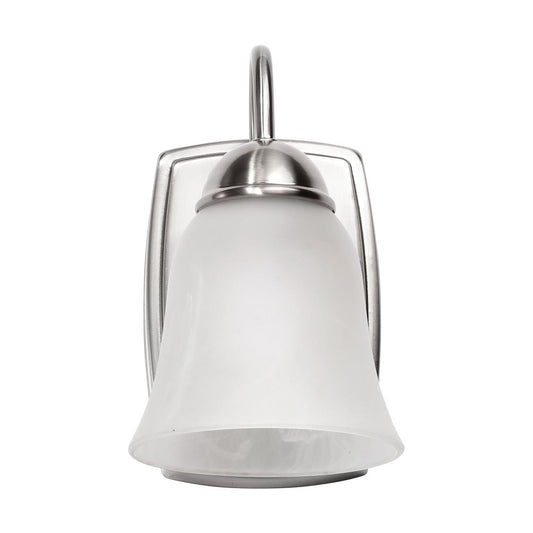 Satco 62-1567 8 Watt LED 1 Light Vanity Fixture 3000K Brushed Nickel with Alabaster Glass