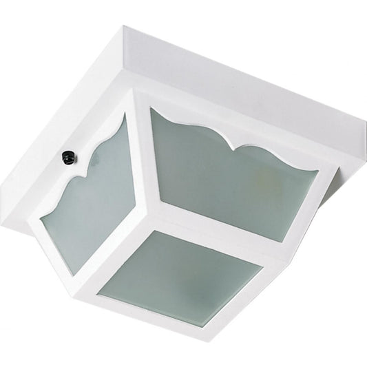 Satco 77-879 2 Light - 10" - Carport Flush Mount - With Frosted Acrylic Panels - White Finish
