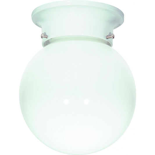 Satco 77-947 1 Light - 6" Flush with White Glass - White Finish