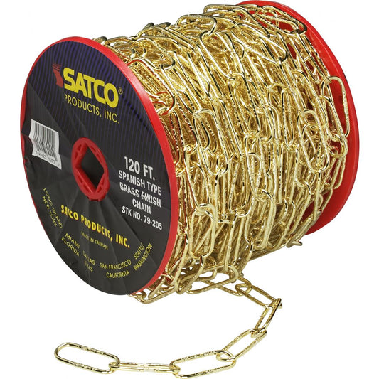Satco 79-205 11 Ga. Chain Spanish Type Brass Finish 40 yd. (120 ft.) to Reel 1 Reel To Master 15lbs Max
