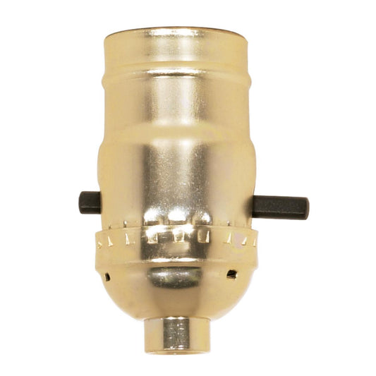 Satco 80-1000 On-Off Push Thru Socket 1/8 IPS Aluminum Brite Gilt Finish 660W 250V