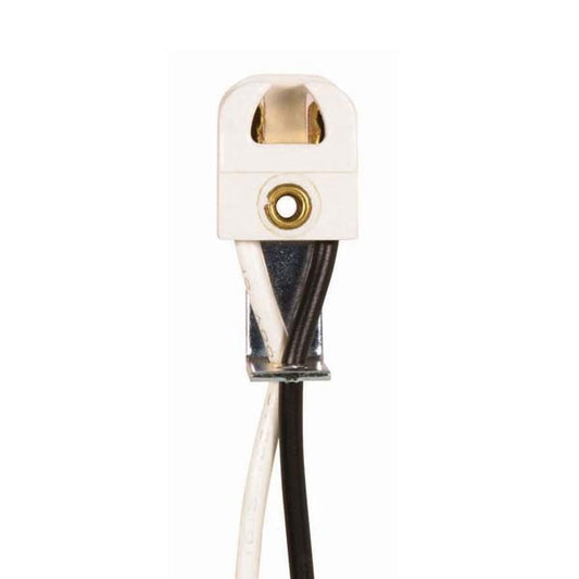 Satco 80-1251 T5 Lampholder w/8" AWM B/W Solid Leads for Retro Fit and Replacement Tall Right angle Bracket 660W-600V 1 1/4"H x 5/8"W x 3/8"D