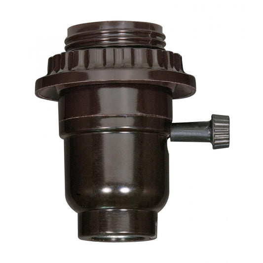 Satco 80-1265 3-Way Turn Knob Phenolic Full Uno Thread And Ring 1/8 IP Cap With Metal Bushing Less Set Screw 250W 250V