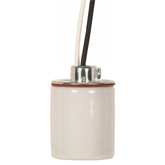 Satco 80-1313 Keyless Porcelain Socket With 1/8 IPS Cap 9" AWM B/W 150C CSSNP Screw Shell Glazed 660W 250V