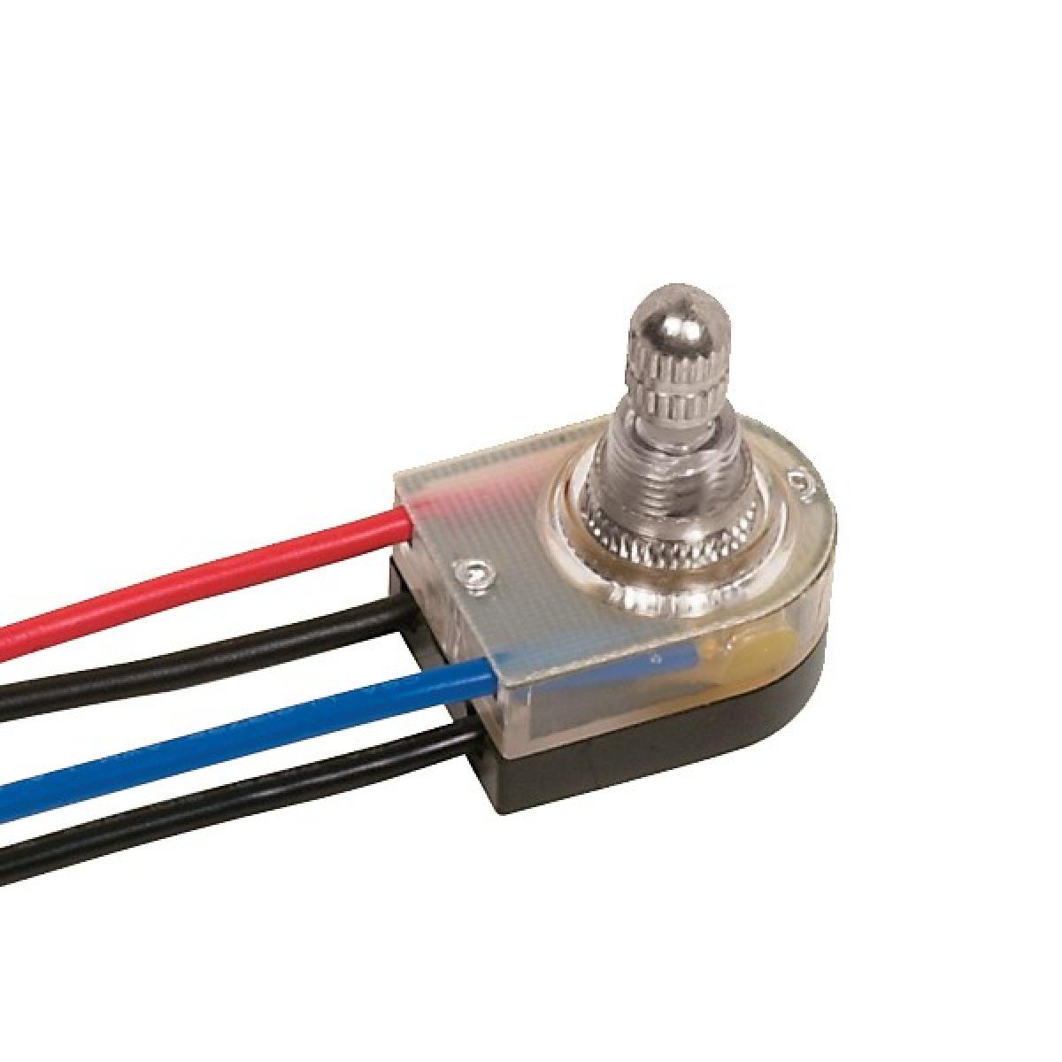 Satco 80-1360 On-Off Lighted Rotary Switch 3/8" Plastic Bushing Single Circuit 6A-125V, 3A-250V Rating 6" Leads Nickel Finish