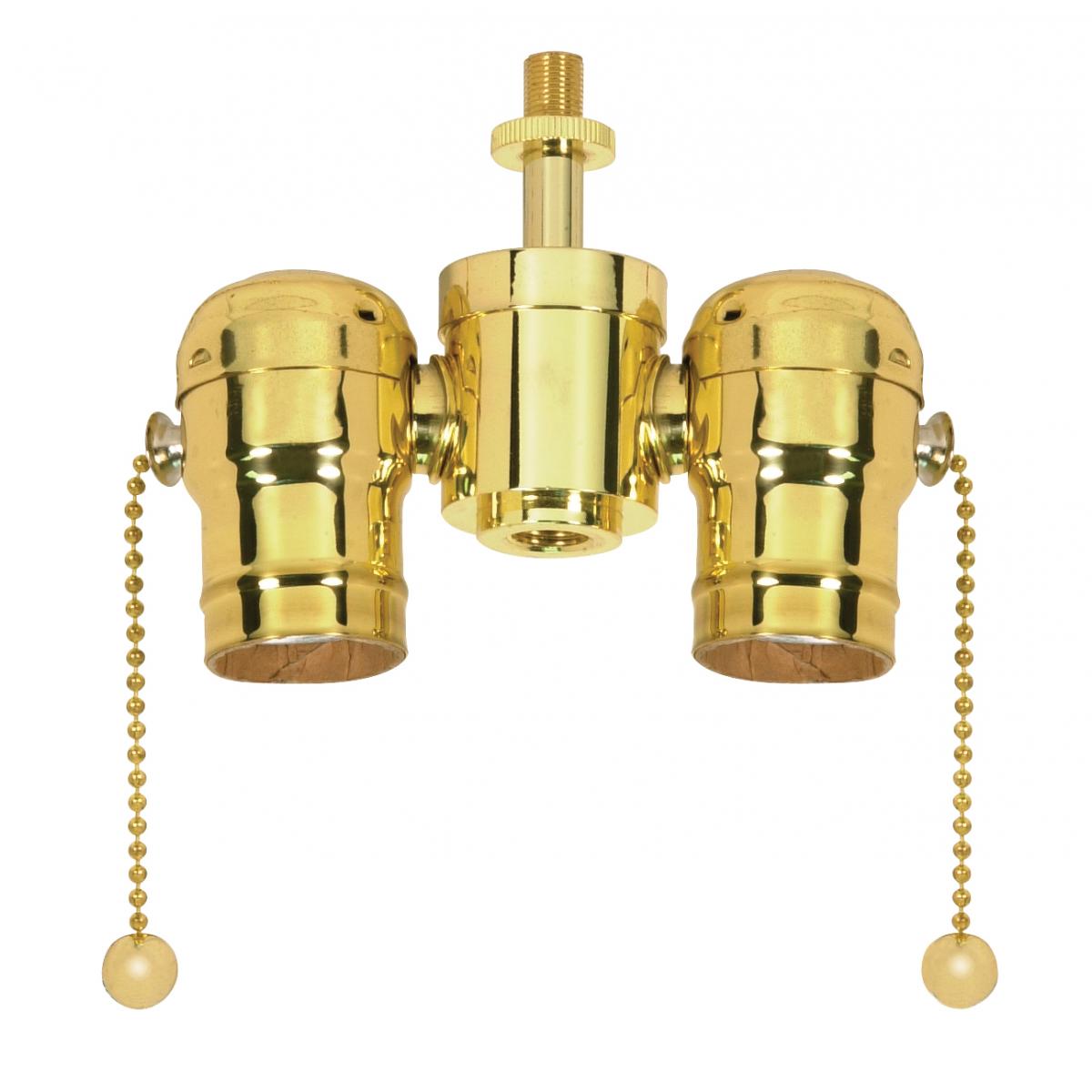 Satco 80-1523 Medium Base Solid Brass Cluster Body Polished Brass Finish 1/8 IP Top 1/4 IP Bottom 250W 250V