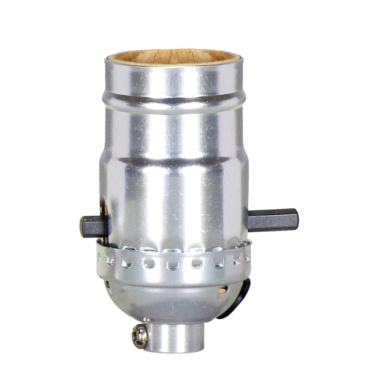 Satco 80-1754 On-Off Push Thru Socket With Side Outlet For SPT-2 1/8 IPS Aluminum Nickel Finish 660W 250V