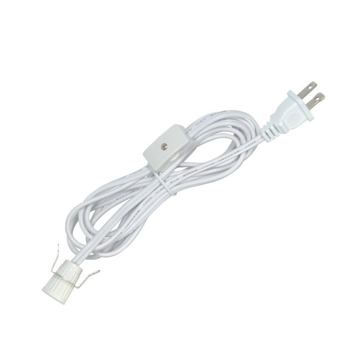 Satco 80-1786 6 Foot #18 SPT-2 White Cord, Switch, And Plug (Switch 17" From Socket)