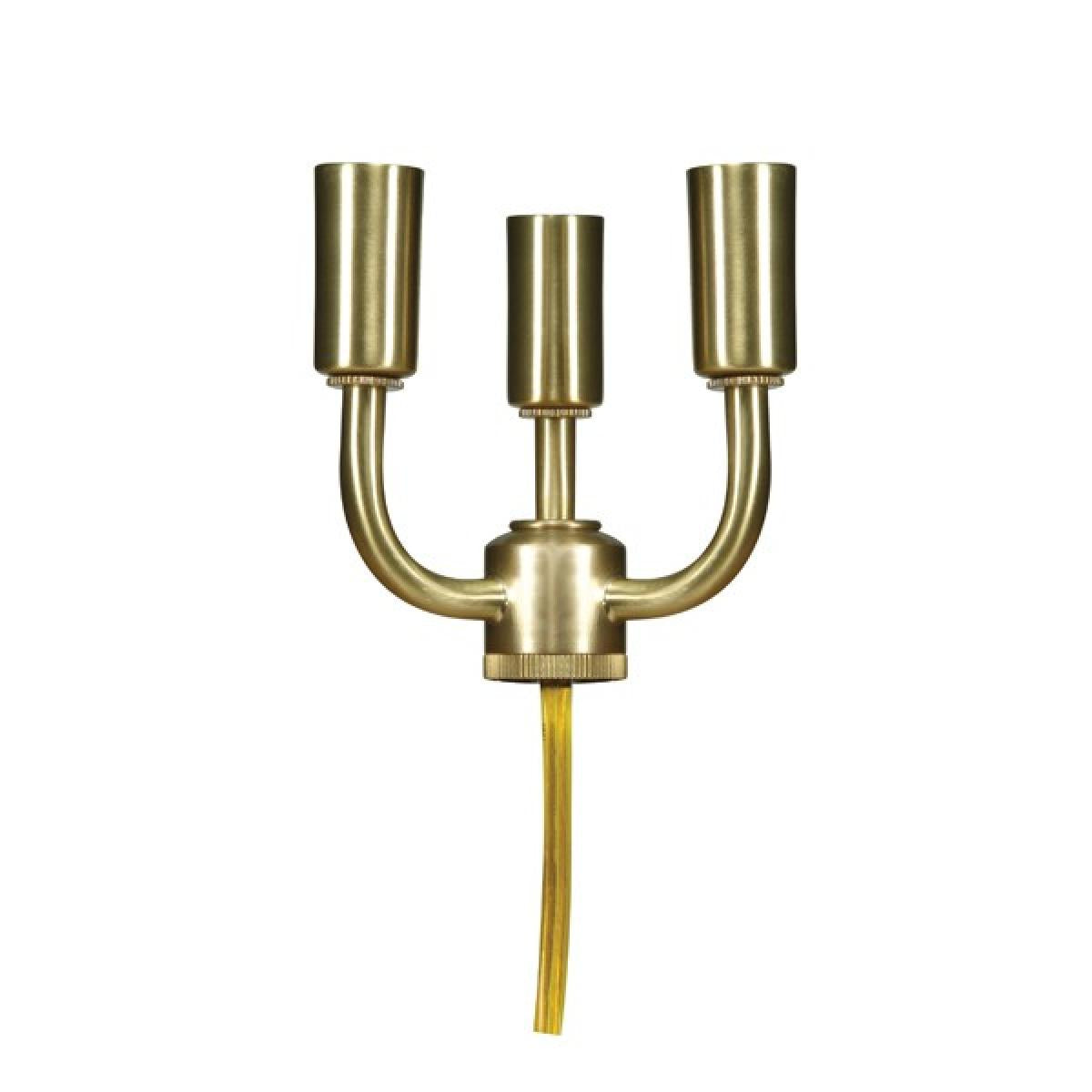 Satco 80-1797 3 Light Candelabra Cluster 1/8 x 1/8 w/ 8 Ft. SPT-2 Gold Wire