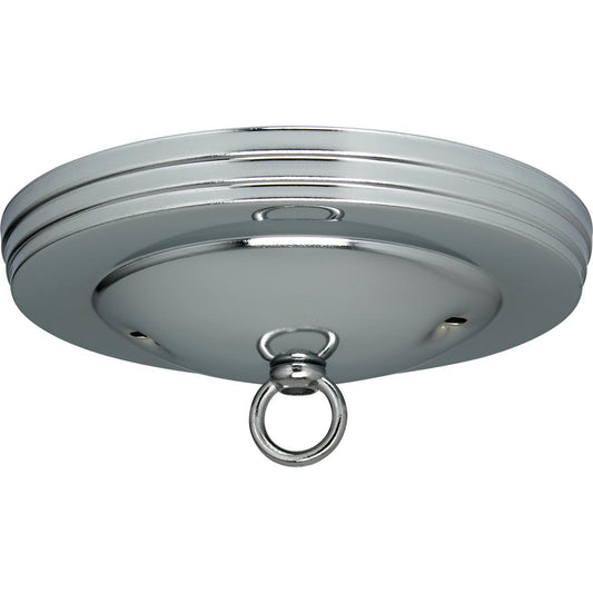 Satco 90-068 Standard Canopy Kit Chrome Finish 5" Diameter 7/16" Center Hole 2-8/32 Bar Holes Includes Hardware 10lbs Max