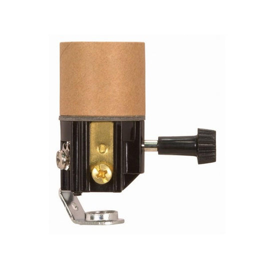 Satco 90-1153 Turn Knob Socket With Paper Liner 2" Height 3-Way Turn Knob Screw Terminals 1/8 IP Inside Extrusion 250W 250V