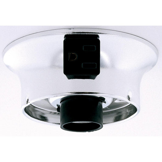 Satco 90-121 3-1/4" Wired Holder With Convenience Outlet Chrome Finish Includes Hardware 60W Max