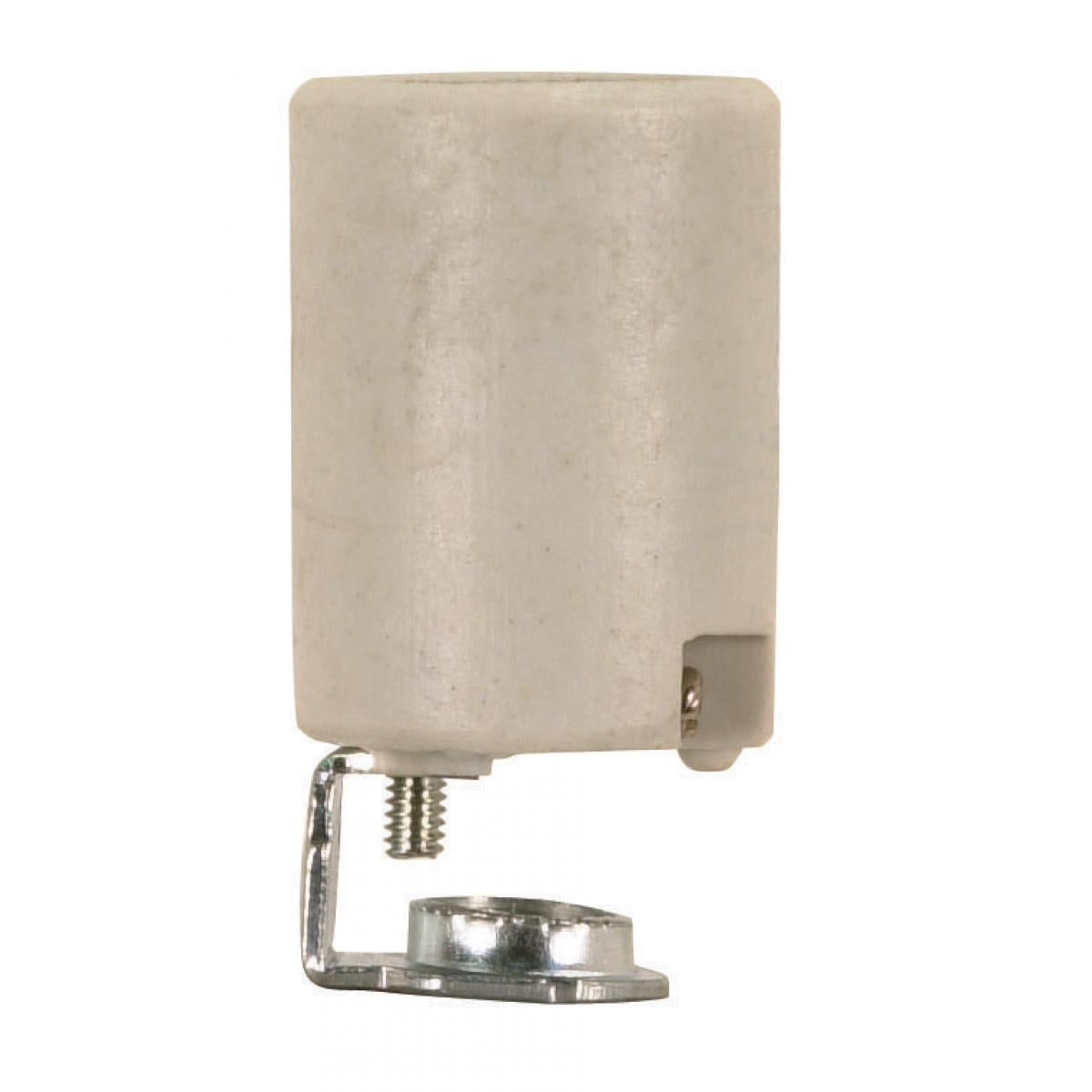 Satco 90-1554 Intermediate Base Porcelain Socket Screw Terminals 1/8 IP Inside Extrusion Single Leg 1-3/4" Height 1" Width 75W 250V