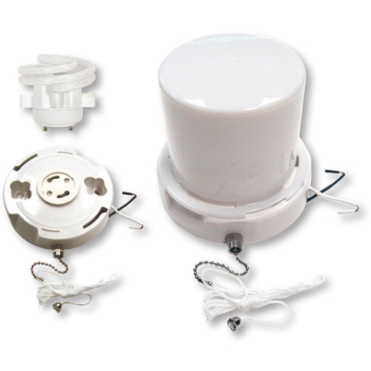 Satco 90-2632 GU24 Base Squat pull chain fluorescent ceiling fixture with twist-on Lexan lens