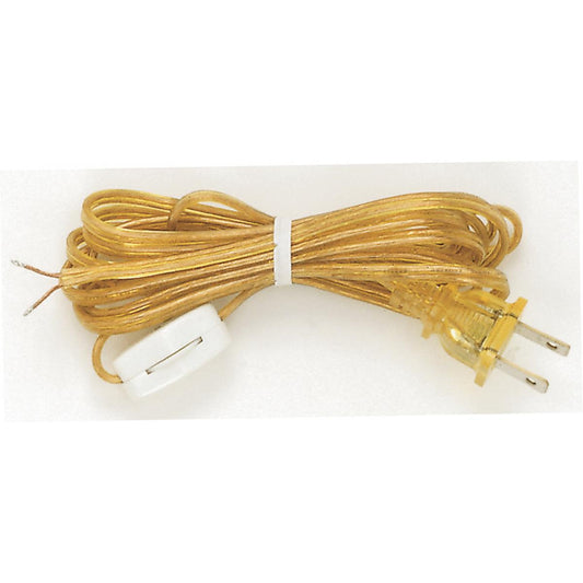 Satco 90-723 8 Ft. Cord Sets with Line Switches Molded Plug Tinned tips 3/4" Strip with 2" Slit Switch 24" From Free End 36" Hank