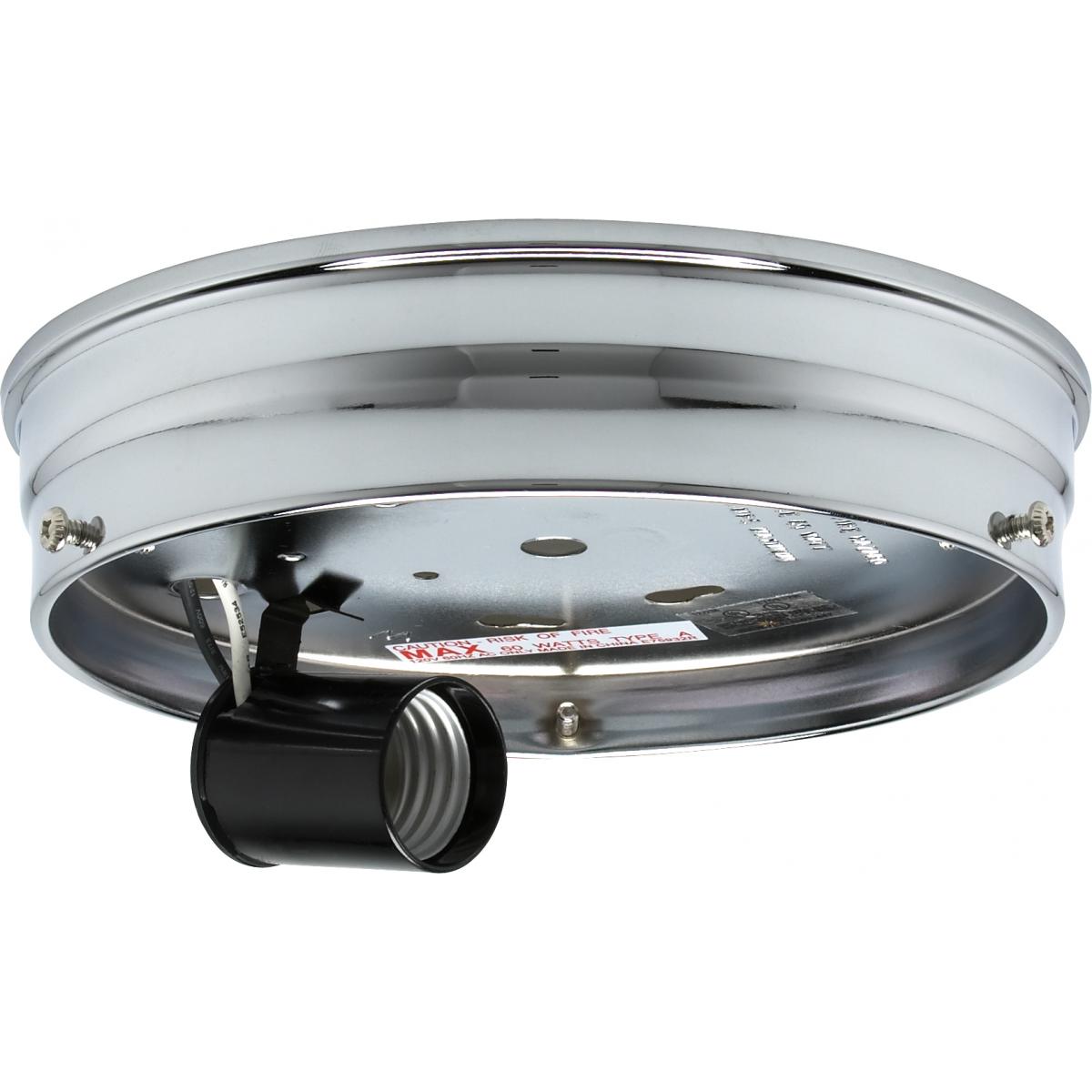 Satco 90-755 6" 1-Light Ceiling Pan Chrome Finish Includes Hardware 60W Max