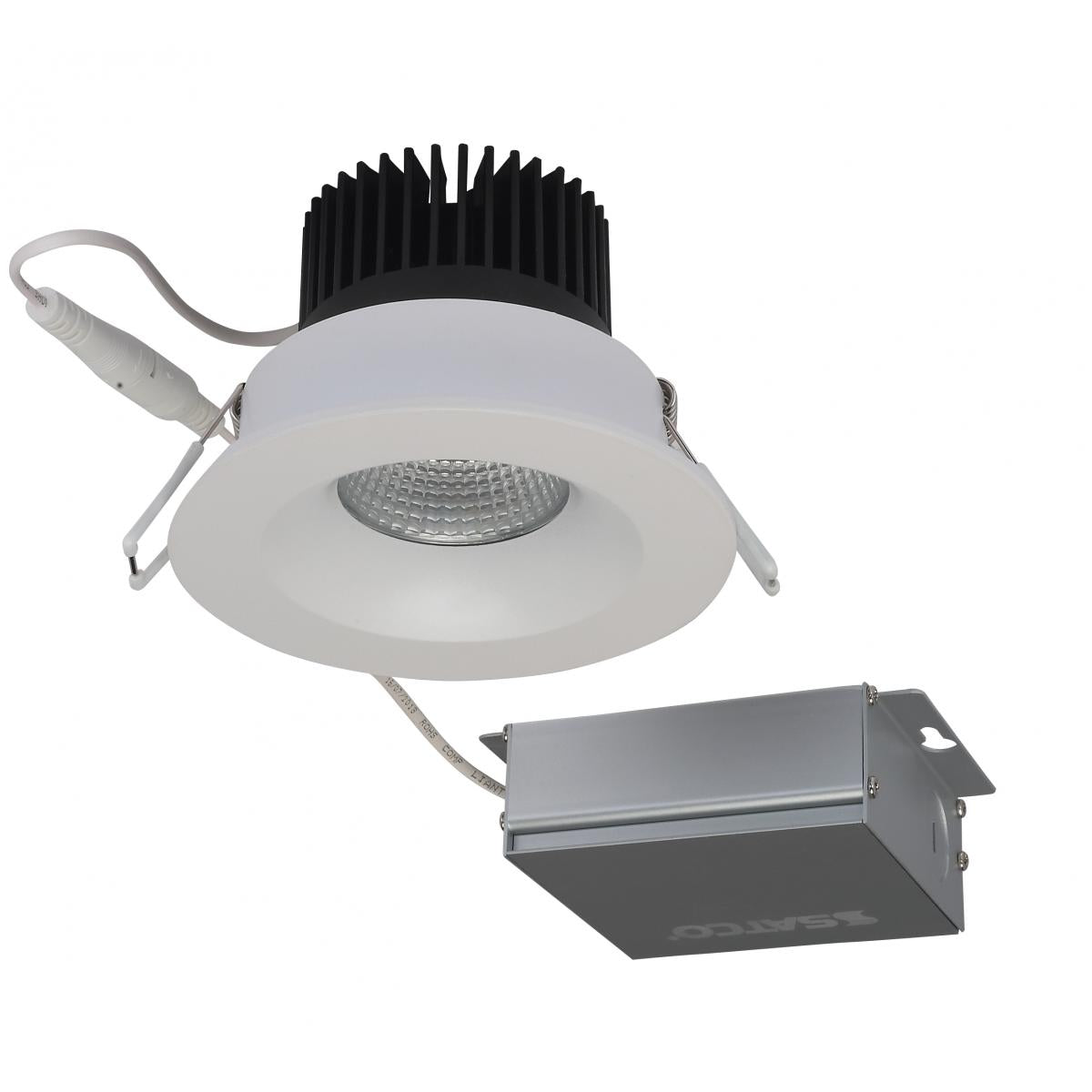 Satco S11630 12 watt LED Direct Wire Downlight 3.5 inch 3000K 120 volt Dimmable Round Remote Driver White