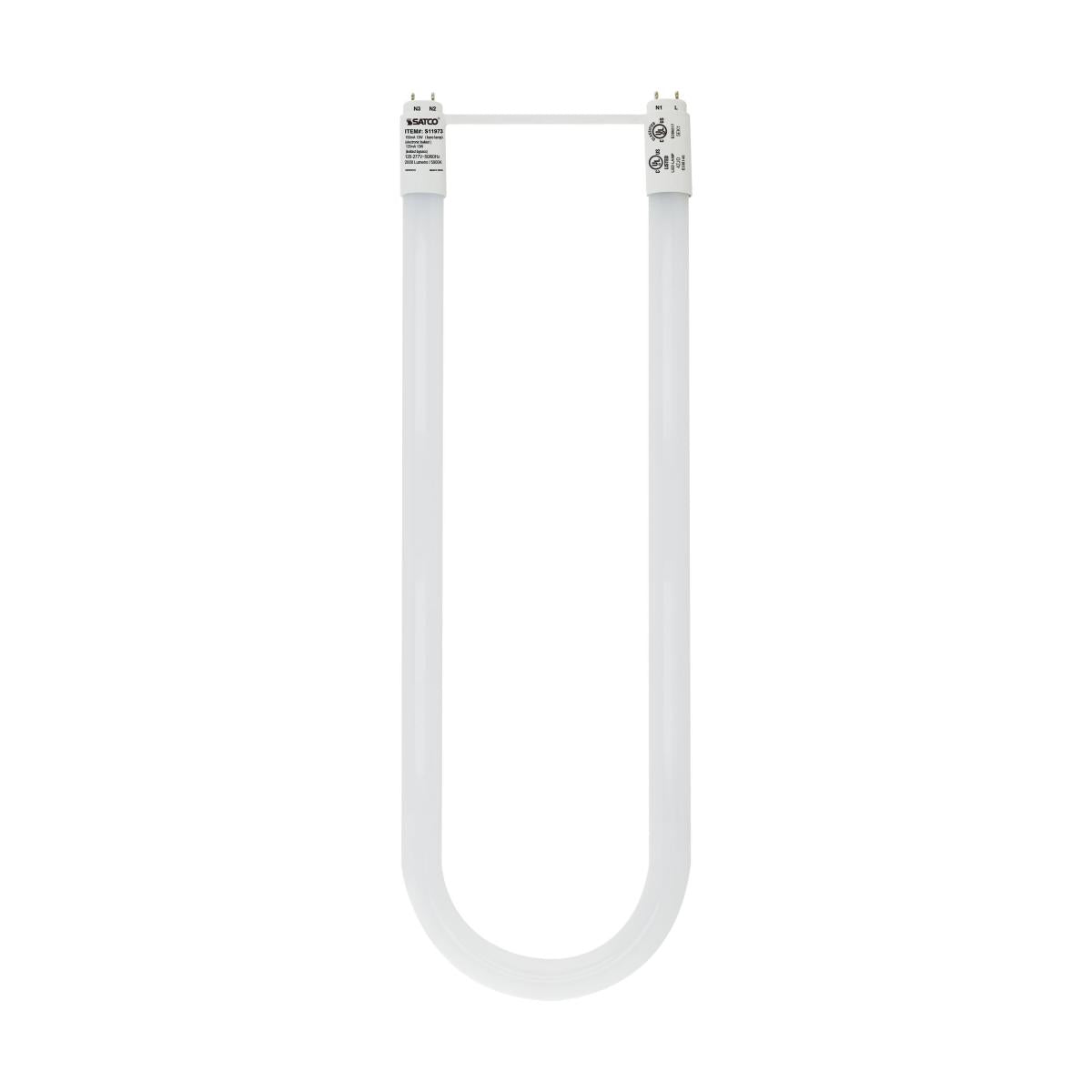 Satco S11973 13 Watt T8 U-Bend LED Medium bi-pin base 5000K Type A/B Ballast Dependent or Ballast Bypass Single or Double Ended Wiring