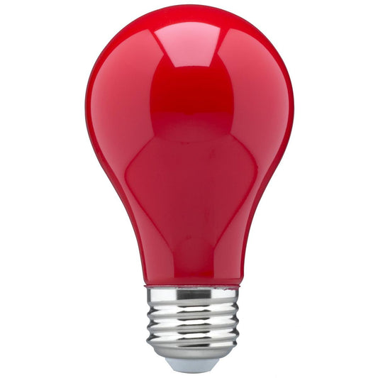 Satco S14984 8 Watt A19 LED Ceramic Red Medium base 360 deg. Beam Angle 120 Volt