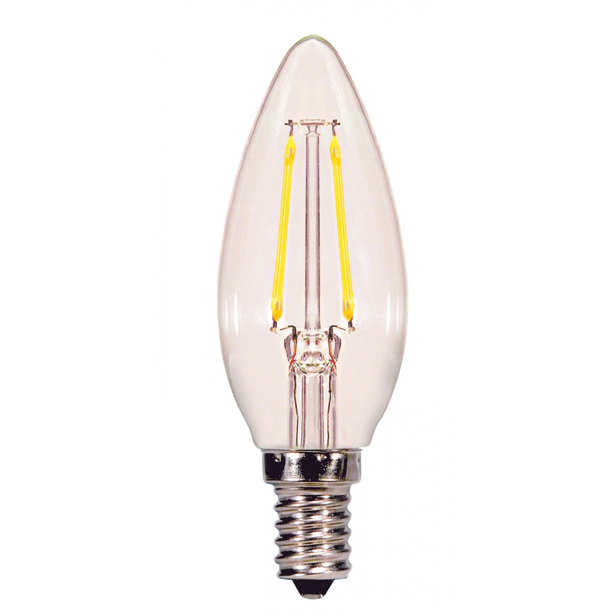 Replacement for Satco S21700 2.5 Watt B11 LED Clear Candelabra base 2700K 180 Lumens 120 Volt 2-Card - NOW S21817