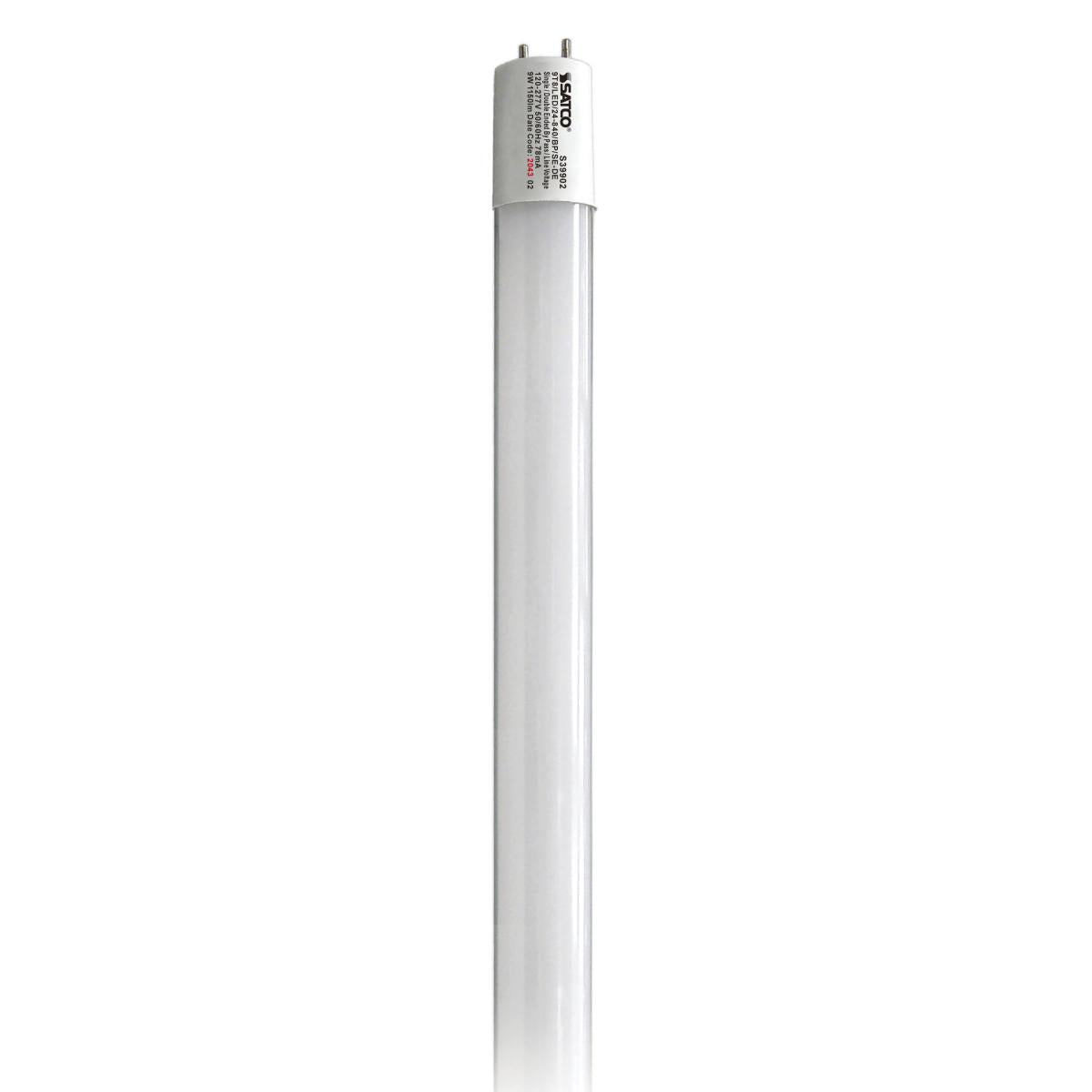 Satco S39902 9 Watt T8 LED 2Ft 4000K Medium Bi Pin base Type B Ballast Bypass Single or Double Ended Wiring