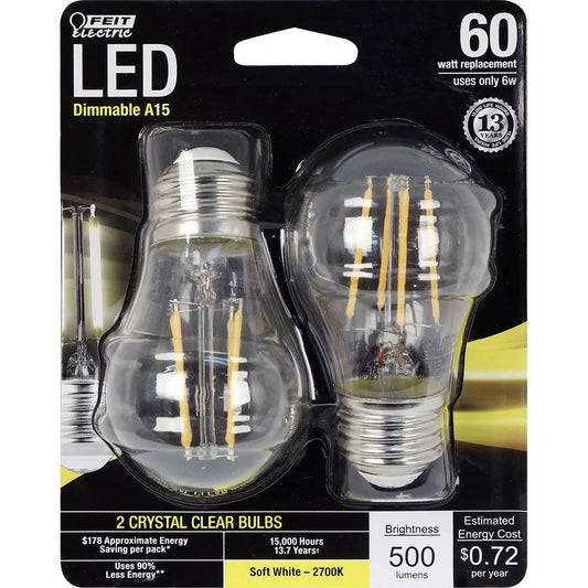 FEIT BPA1560C/850/LED/2 500 Lumen A15 E12 5000K Dimmable LED -  2 Pack